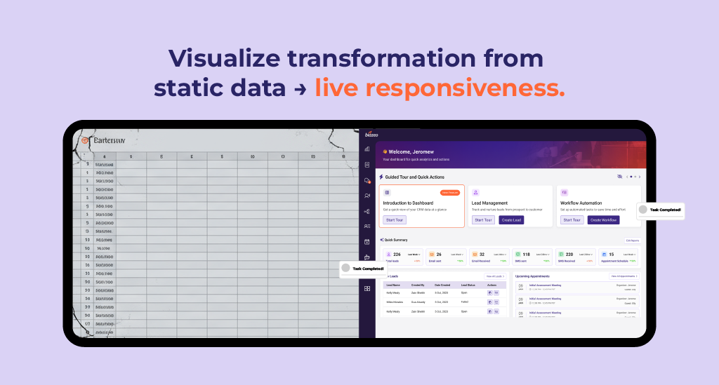 Visualize transformation from static data – live responsiveness