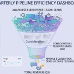 A dashboard showing a huge pipeline funnel at the top but only a tiny amount turning into revenue at the bottom.