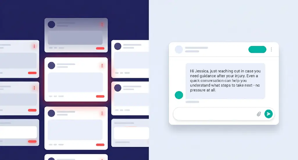 Split-screen showing a “personalized” message vs a truly relevant conversation